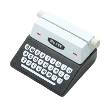 Vintage typemachine-vormige kaarthouder, houten memoclips, fotokaart, kawaii-bericht, notitiestandaard