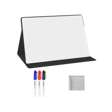 Draagbaar klein whiteboard, herbruikbaar whiteboard met standaard, bureau-whiteboard voor vergaderingen en zakelijke bijeenkomsten, zwart
