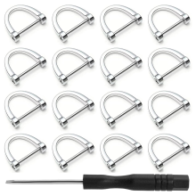 18 stuks D-ringen met schroefsluiting, 3/4 inch hoefijzergesp, zilveren sleutelhanger voor autosleutelhouder
