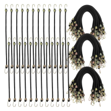 50 stuks mini-bungee-koorden met haken, kleine 10 inch zwarte korte elastische band voor bagagefietsen