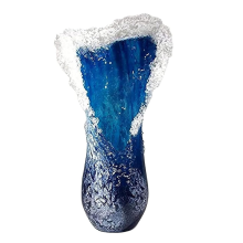 Zeegolfvaas, golvende vaas van harsblauw voor kantoor, woonkamerdecoratie, koffiebardecoratie, 30 cm