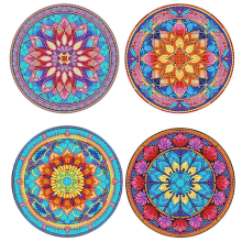 4 stuks DIY Diamond Art Painting Placemat Ronde antislip acryl tafelmatten voor decoratie A