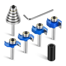 4 stuks freesbits met 1/4 schacht en 6 lagers, sponningsbit voor het maken van groeven in hout, 1/2 inch tot 1/4 inch spantang