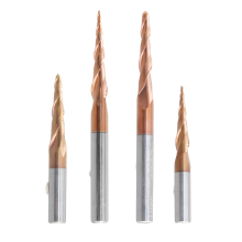 4 stuks hardmetalen spiraalvormige taps toelopende bolvormige frees met 6 mm schacht, houtbewerking, CNC-snijbits en houtfrees
