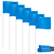 Markeringsvlaggen voor gazon, verpakking van 30 stuks, kleine PVC-vlaggen, markeringsvlaggen, tuinvlaggen, landmeetvlaggen, blauw