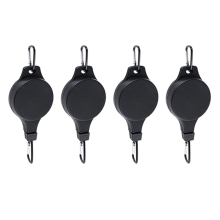 Plantenkatrol intrekbare hanger met verstelbaar wiel voor het ophangen van planten binnenshuis (4 stuks) ZWART