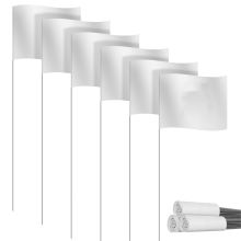 Markeringsvlaggen voor gazon, verpakking van 30 stuks, kleine PVC-vlaggen, markeringsvlaggen, tuinvlaggen, landmeetvlaggen, wit