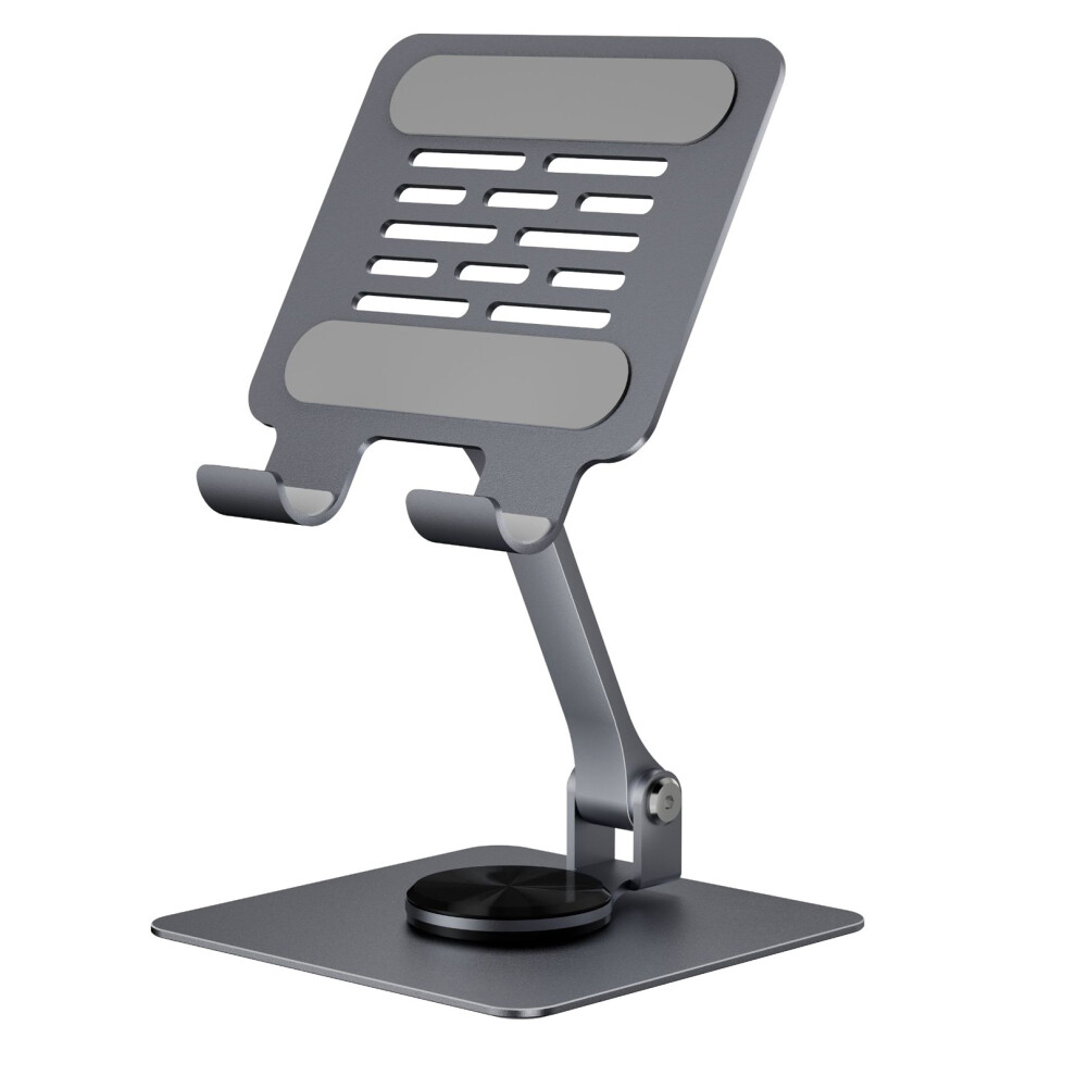 Foldable Carbon Steel Tablet Stand Holder, Aluminum Alloy, 17.2X11.8x4.0cm, Silver/Gray 8421331116277