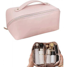 (Pink) Travel Storage Bag Pu Handheld Waterproof High Value Leather Makeup Bag High-grade Skin Care Daily Necessities Toiletries Bag (d-4-d)