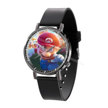 (Mario-2) Super Mario Bros Movie Watch Luigi Wristwatch Leather Printing Watch Cartoon Quartz Electronic Watch Toy Birthday Party Gift New
