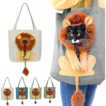 Pet Canvas Shoulder Carrying Bag, Cute Lion-shaped Pet Canvas Shoulder Bag Cat Carrier Portable Tote Chest Bag High Quality