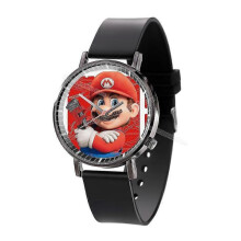 (Mario-8) Super Mario Bros Movie Watch Luigi Wristwatch Leather Printing Watch Cartoon Quartz Electronic Watch Toy Birthday Party Gift New