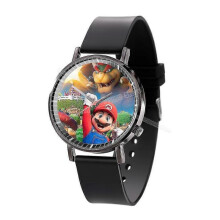 (Mario-9) Super Mario Bros Movie Watch Luigi Wristwatch Leather Printing Watch Cartoon Quartz Electronic Watch Toy Birthday Party Gift New