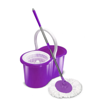 360° FLOOR MAGIC SPIN MOP BUCKET SET MICROFIBER ROTATING DRY HEADS WITH 2 HEADS