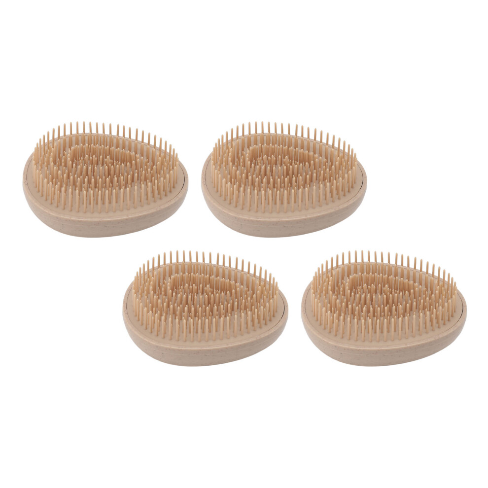4Pcs Wheat Straw Detangling Hairbrushes, Soft Teeth, Round Handle