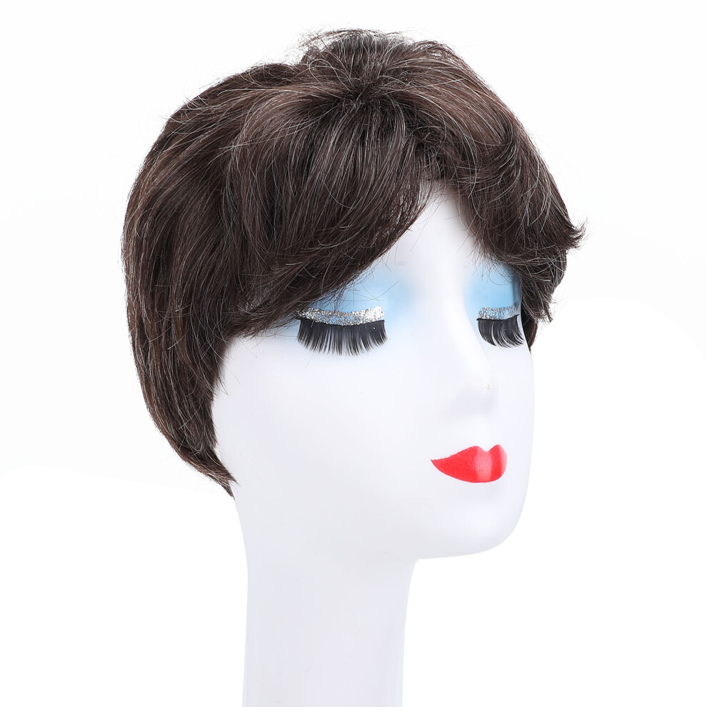 Breathable Men's Short Synthetic Wig - Layered Style for Old Men, Party-ready