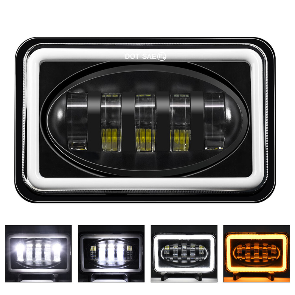 5" Led Headlight Rectangle 4X6 High/Low Beam Drl Turn Signal 7671331130396