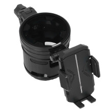 Black Stroller & Bike Cup Holder with Phone Stand 360 Rotation Dual Slots