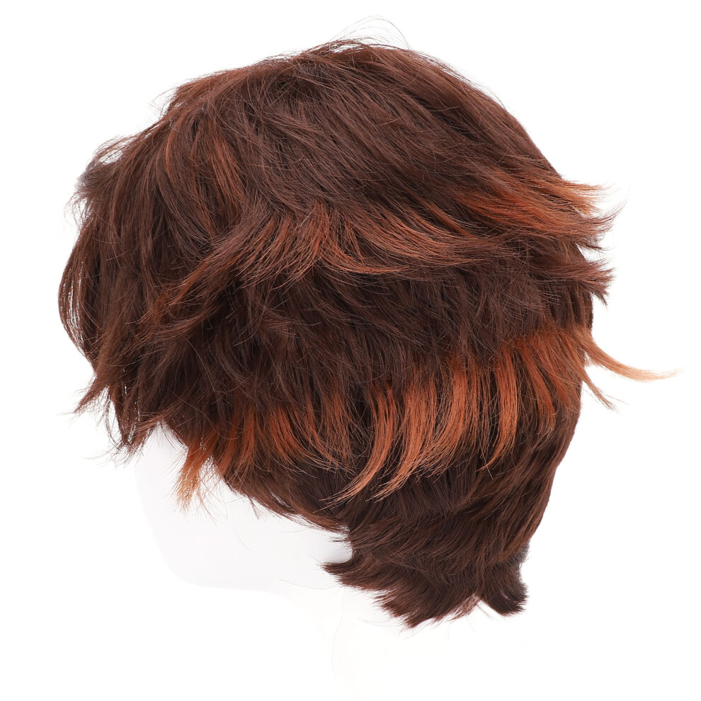 Men Short Brown High-Temp Fiber Wig for Cosplay, 20 Inches