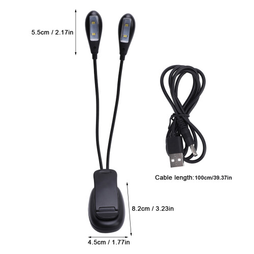 Clip-On Music Stand Light: 2 Brightness Modes USB Powered 1