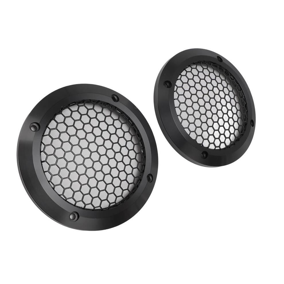 2Pcs Round Car Speaker Covers 125Mm Grill Mesh With Screws Black 3491331139823