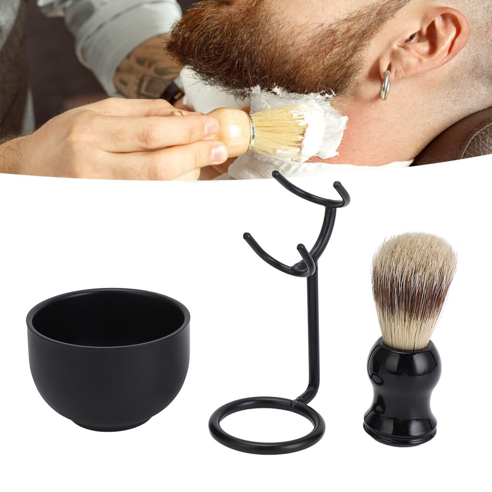 Shaving Soap Bowl Brush Stand Men Beard Grooming Set ABS Synthetic Stainless Steel