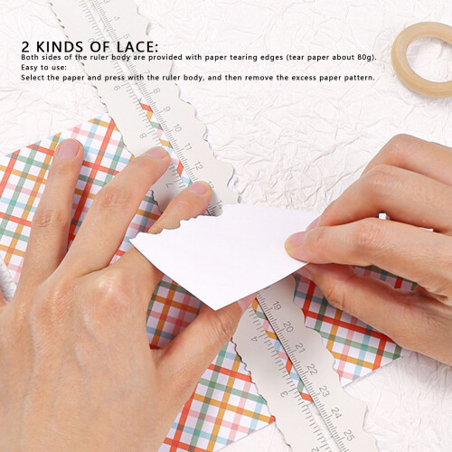 Plastic Double Sided Deckle Edge Ruler for Paper Tearing Crafting Activities 2