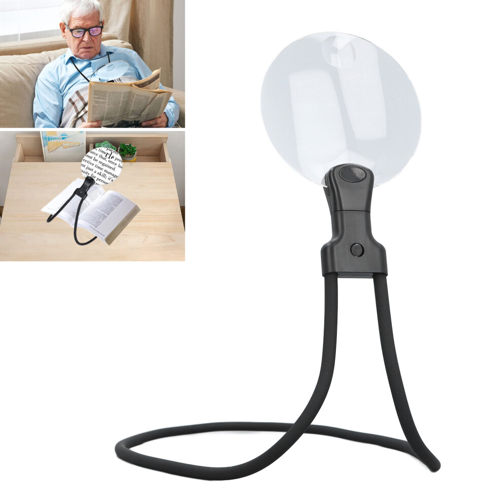 Black 3X 10X Neck Magnifying Glass Â Flexible Gooseneck For Repair & Reading