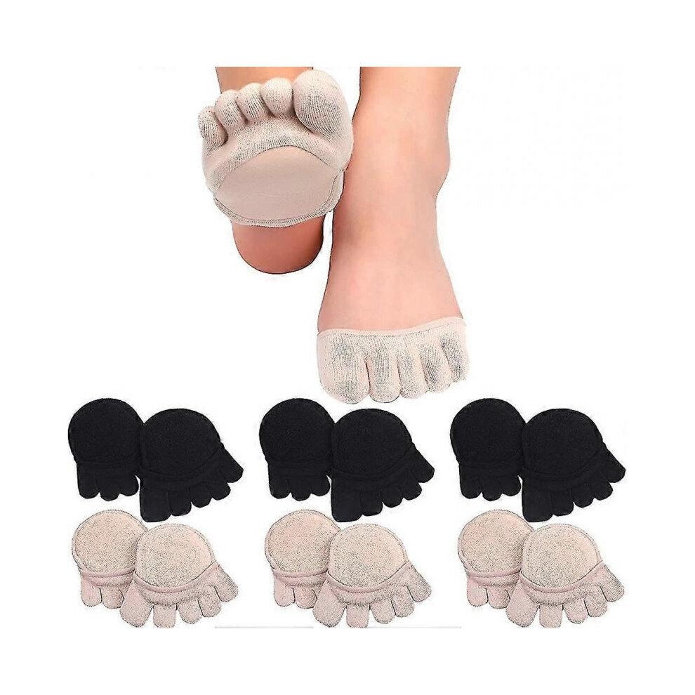 6 Pairs Toe Topper Socks No Show Liner Socks Five Finger Half Socks Non-slip