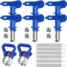 Airless verfset, 6 dubbelzijdige spuitmonden, 2 spuitmondbeschermers en filters voor de bouw, hekblauw