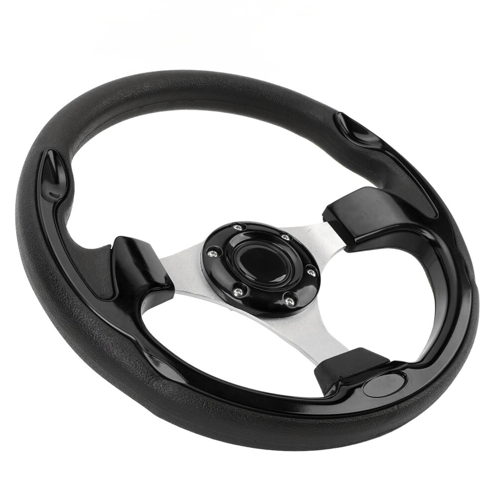 Universal 13In Racing Steering Wheel Pu Aluminum With Horn Button Black 9341331169907