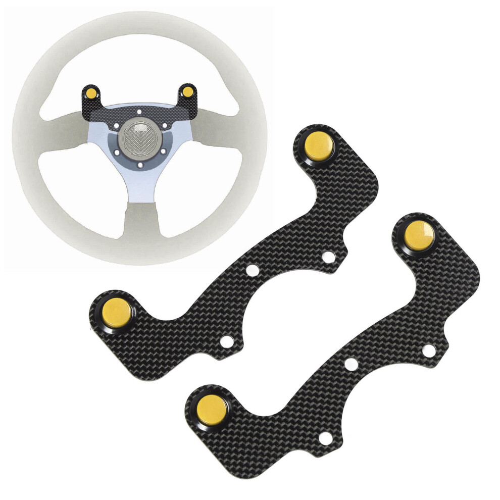 Carbon Fiber 2Pcs Horn Button For 6 Bolts Steering Wheel Replace Yellow 4671331169795