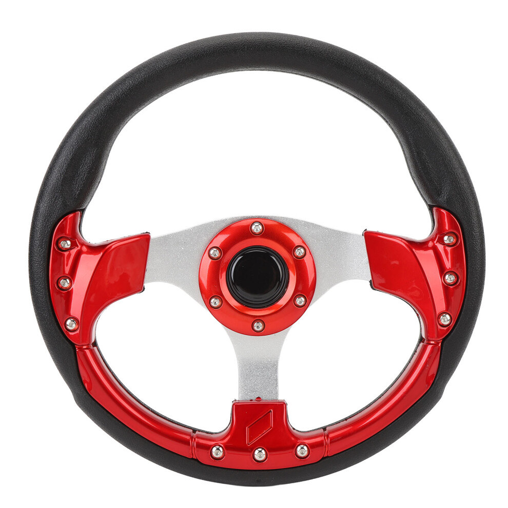 13In Pu Racing Steering Wheel With Impact Proof Grip For Cars Red 9451331169972
