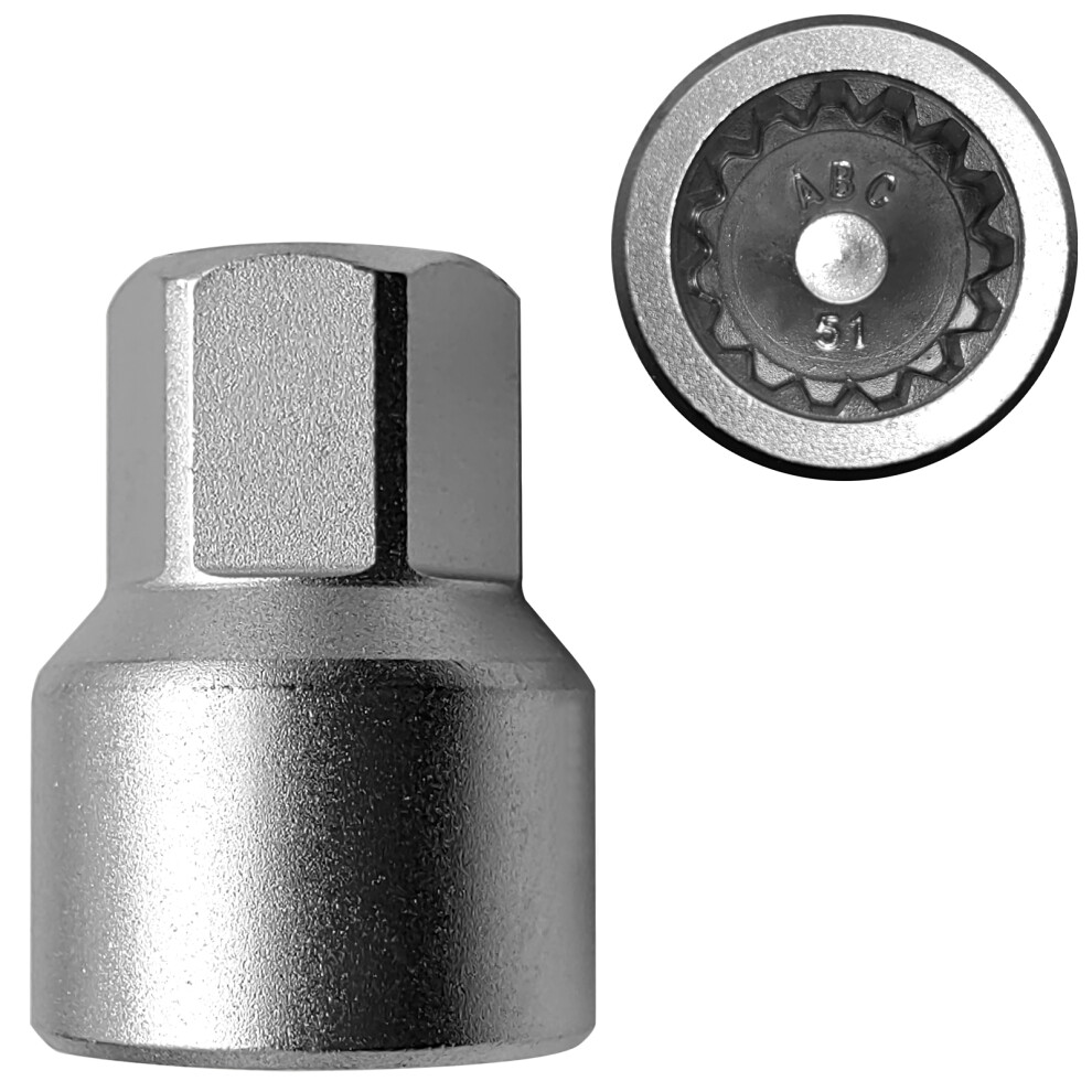 Steel Wheel Lock Nut Key For Porsche, 51Mm Thick-Walled Socket Adapter 8311331171218