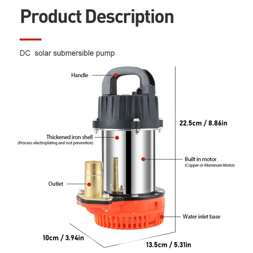 24V DC Submersible Pump 220W 8m Lift 3m³/h Large Flow 1