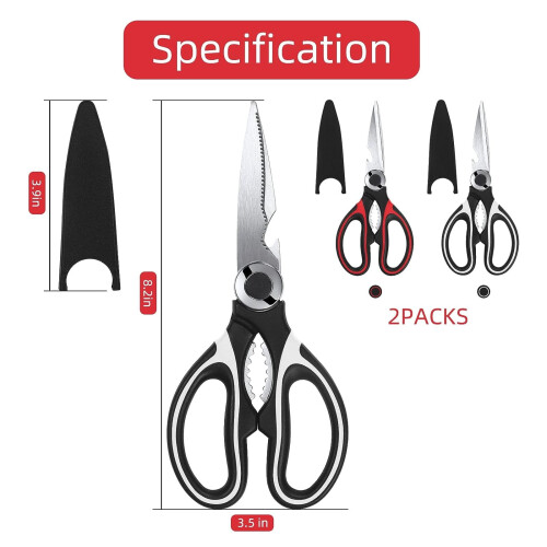 2 Pack Stainless Steel Kitchen Shears Scissors Set for Meat Poultry Vegetables 1