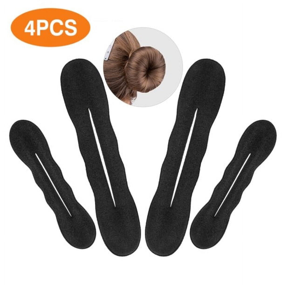 Limbo Unisex Black 4Pcs Magic Hair Bun Maker, Foam Sponge Bun Twist Shaper, Hair Donuts Chignon
