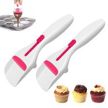 2pcs Cake Batter Distribution Scoop, One-Touch Sliding Button Dispenses Batter