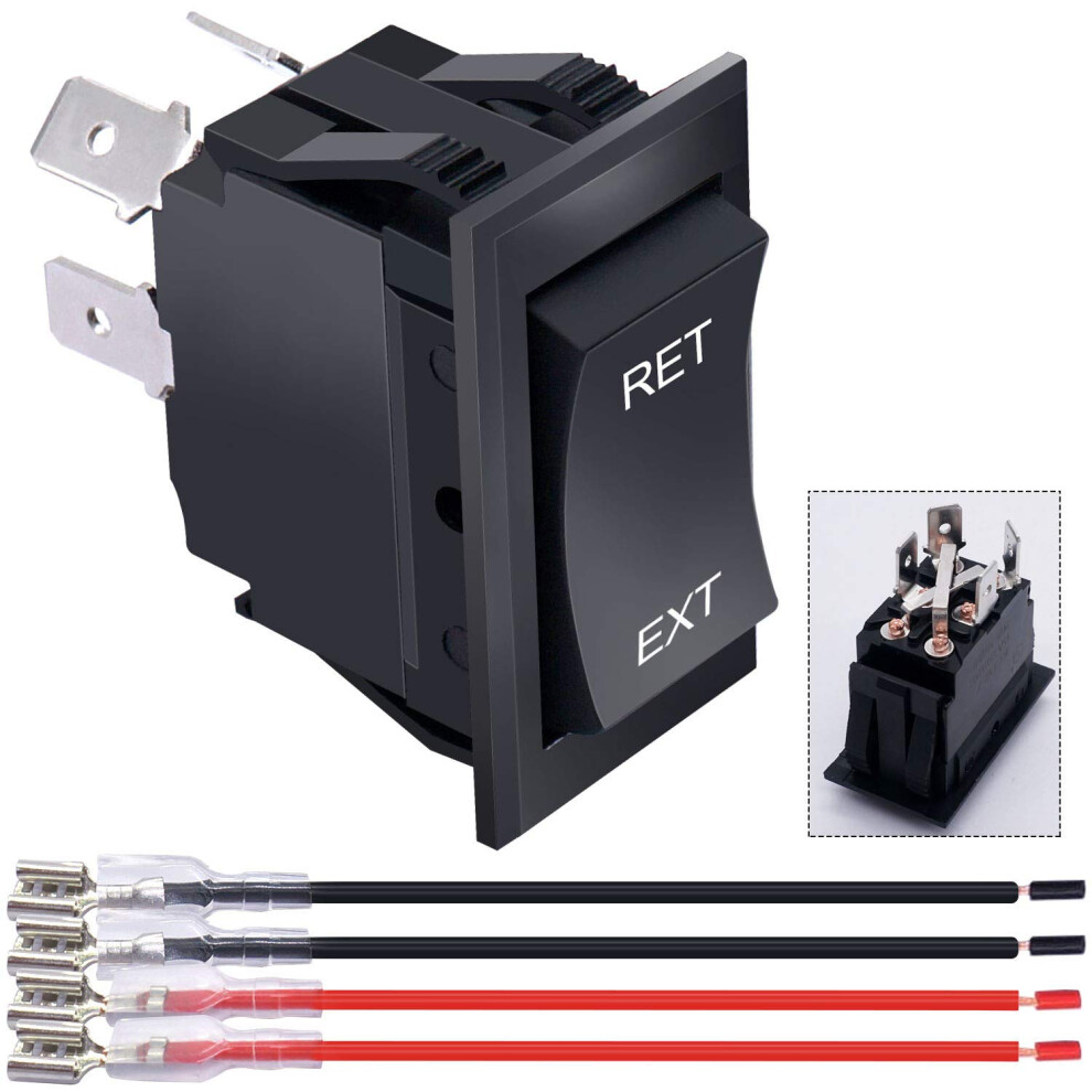 Power Jack Momentary Switch Reverse Polarity Rocker Switch Dc Motor Control Dpdt 4 Pin(On)-Off-(On) 20A 12V Dc Rv Switch With Wires 749284879727