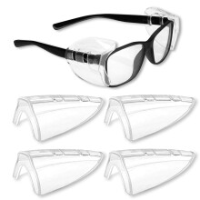2pairs Clear Safety Eyeglasses Side Shields, Comfortable Slip-On Side Shields for Small/ Medium/ Large Eyeglasses