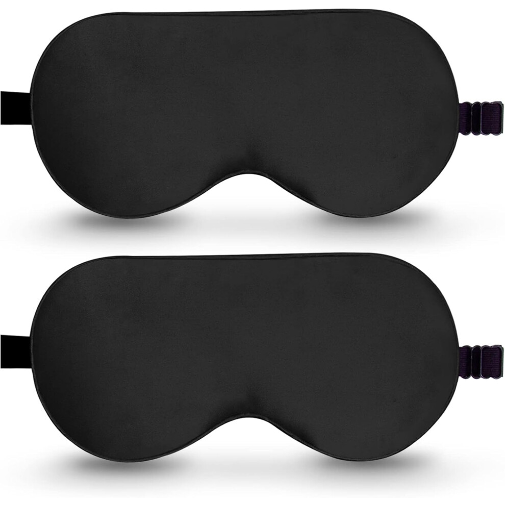 Shenzhenshiwusongmaoyiyouxiangongsi Silk Sleep Mask, 2 Pack Mulberry Silk Eye Mask With Adjustable Strap, Sleeping Aid Blindfold For Nap, Beevines Eye Sleep Shade Cover