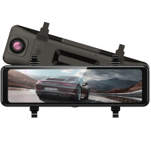 Caméra embarquée 4K avec miroir et écran tactile IPS 10,88 pouces, offrant une vue arrière 1080p.