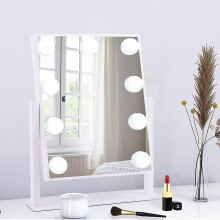 1pc Makeup Mirror With 9 Dimmable LED Bulbs, 360 Rotating Makeup Mirror With U-shaped Stand, Smart Touch Control, Vanity Makeup Mirror