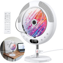 CD Player Bluetooth with Touch Button Speaker CD Player for Wall Mounting Supports Remote Control Display FM Radio USB and TF Card Playback 3.5mm