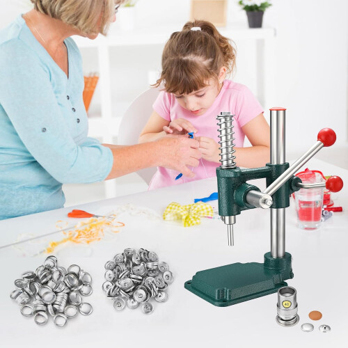 Soiiw Fabric Button Maker Kit Handmade Cloth Covered Button Maker Punch Press Button Machine DIY Tool with 3 Molds  300 Pcs Buttons 2