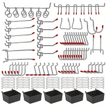 144-teiliges Lochwand-Haken-Organizer-Set, Aufbewahrungsset für Lochwände, Werkzeugaufbewahrungsset für Haushalt und Garten/Garage