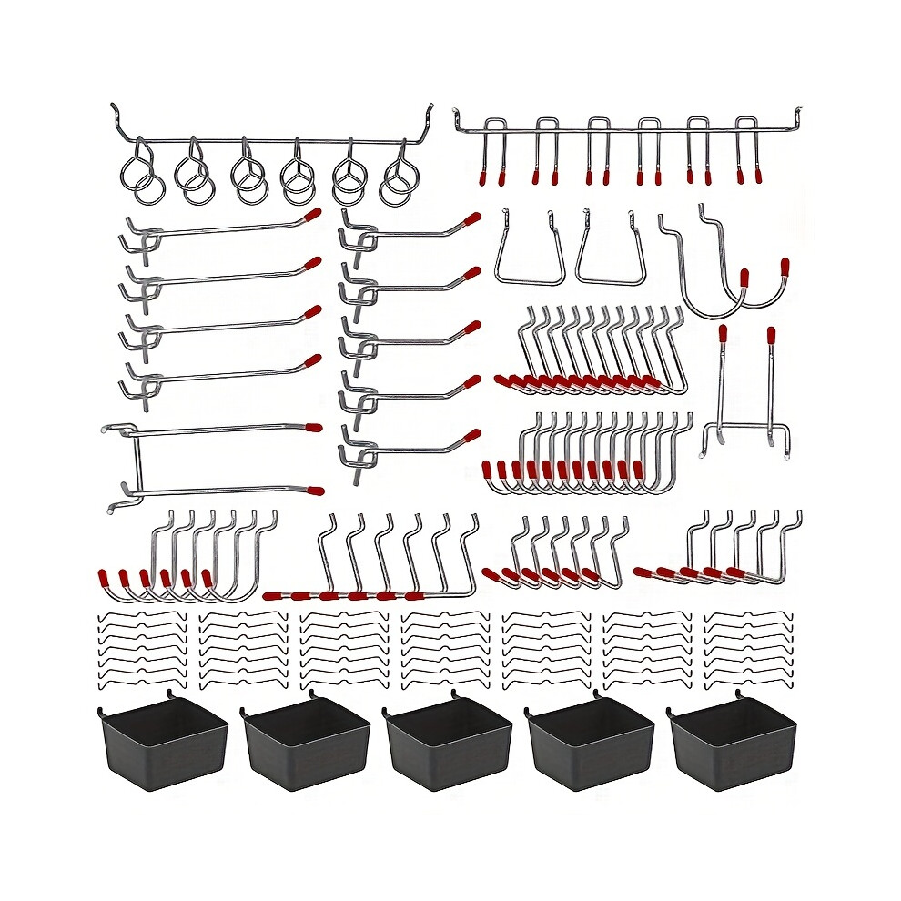 144Pcs Set Perforated Board Hook Organizer Kit, Pegboard Storage Accessories Set, Household Tool Storage Kit, For Garden Garage 749284881164