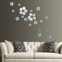 Lot de 18 stickers muraux 3D en acrylique à motif floral, imperméables et auto-adhésifs, pour miroir, chambre ou salle de bain.