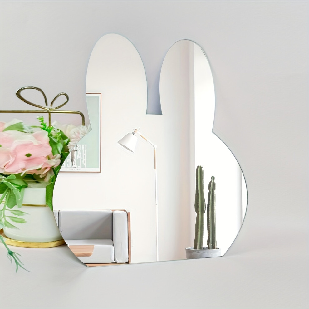 1Pc, Cute Rabbit Mirror Cartoon Animal Rabbit Plastic Wall Mirror Wall Stickers, Suitable For Children's Rooms Shenzhenshiwusongmaoyiyouxiangongsi