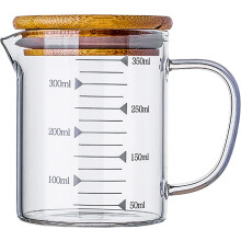 Glass Measuring Jug , Kitchen Lab Clear Easy to Read Measurements, Microwave Safe, Cook with Accuracy, Ergonomic Handle Design,350ml